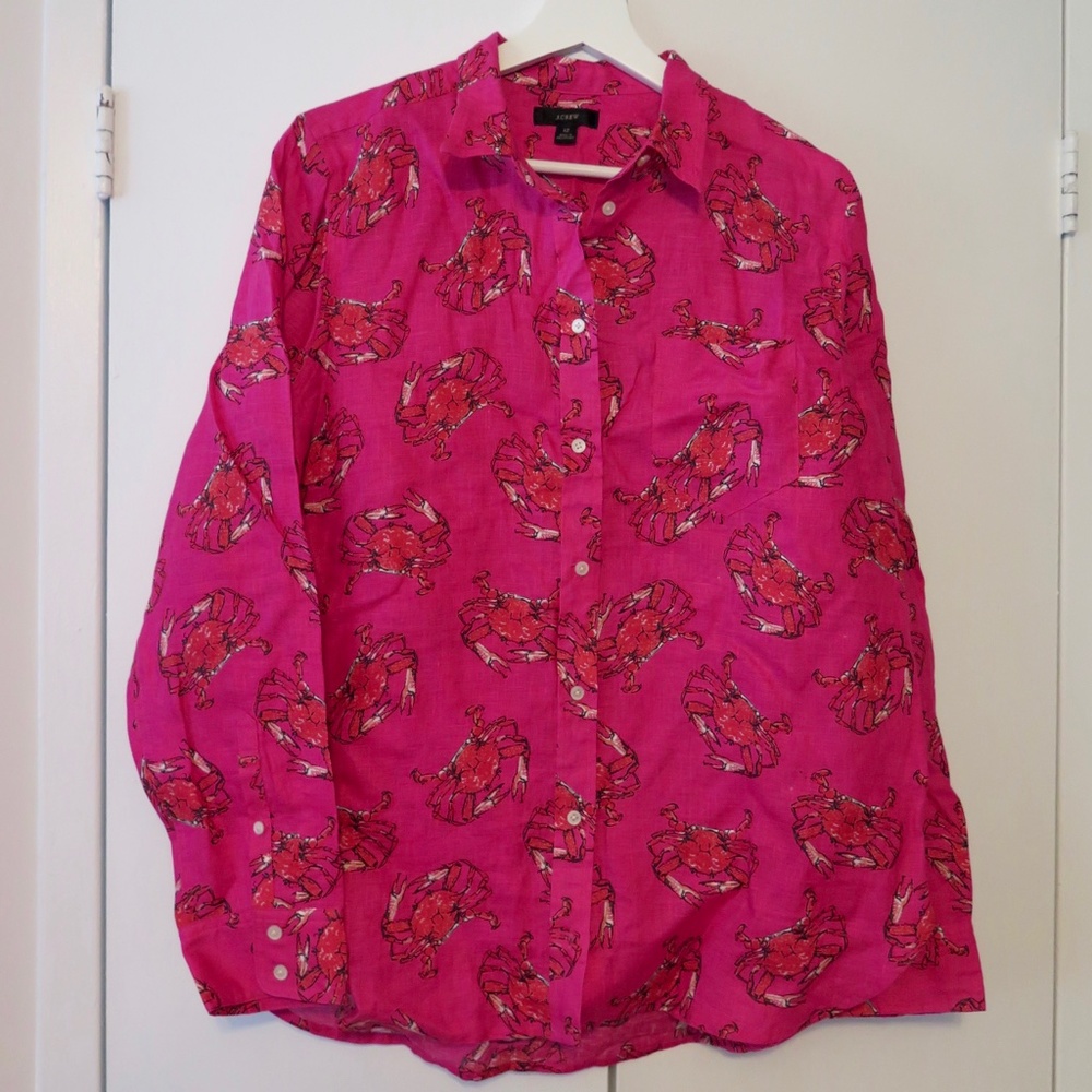J. Crew Classic Linen Shirt in Ratti King Crab Print